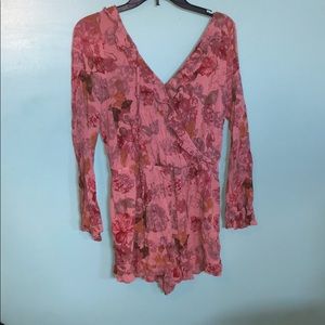 Floral pink romper